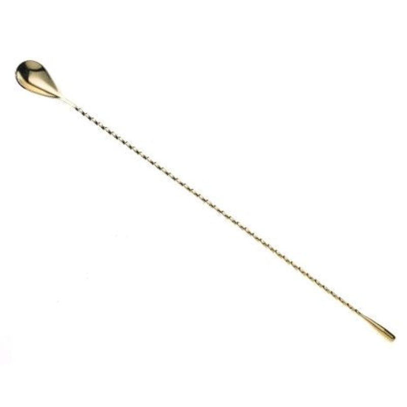 Mercer M37013GD Barfly 15 3/4" Gold Plated Finish Bar Spoon With Weighted Teardrop Shaped End
