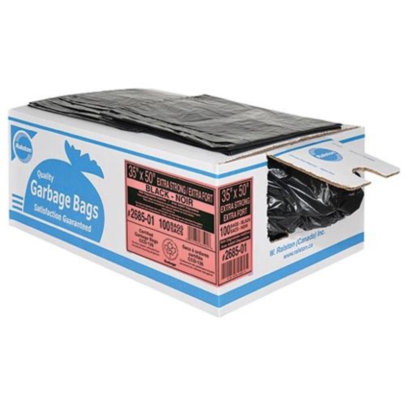 Ralston 35 x 50" Black Super Strong Value Garbage Bags 269501 - Case of 75*