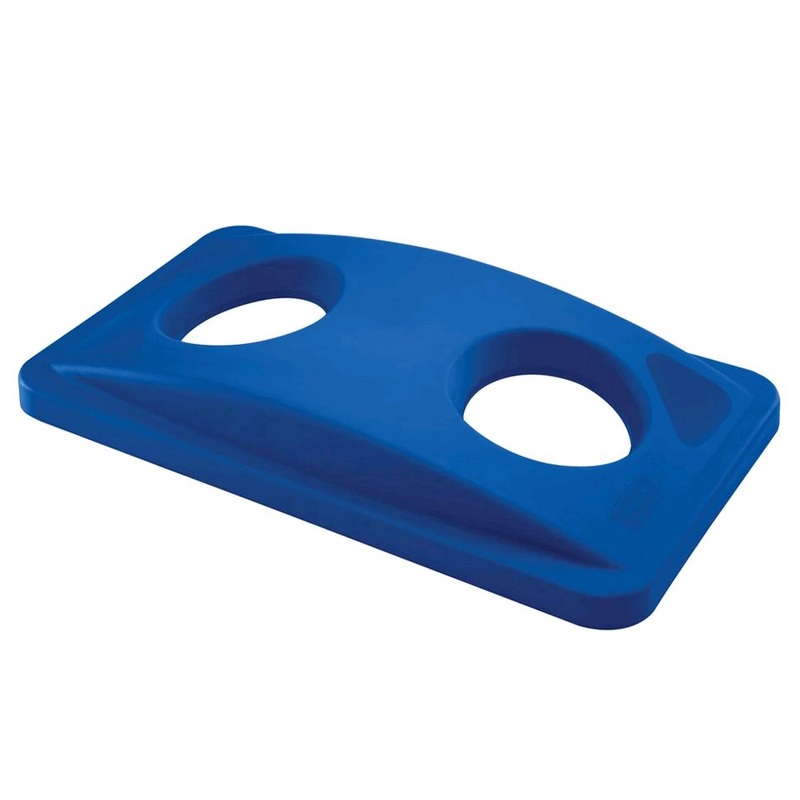 Rubbermaid FG269288BLUE Rectangle Recycling Trash Can Lid - Plastic, Blue