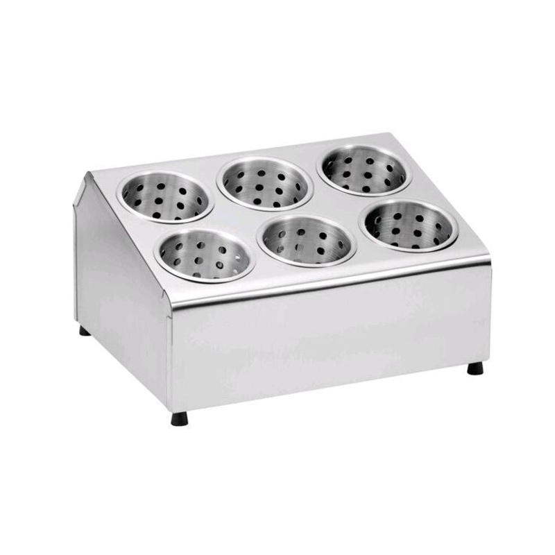 Tablecraft 7062 6 Hole Stainless Steel Flatware Cylinder Holder*