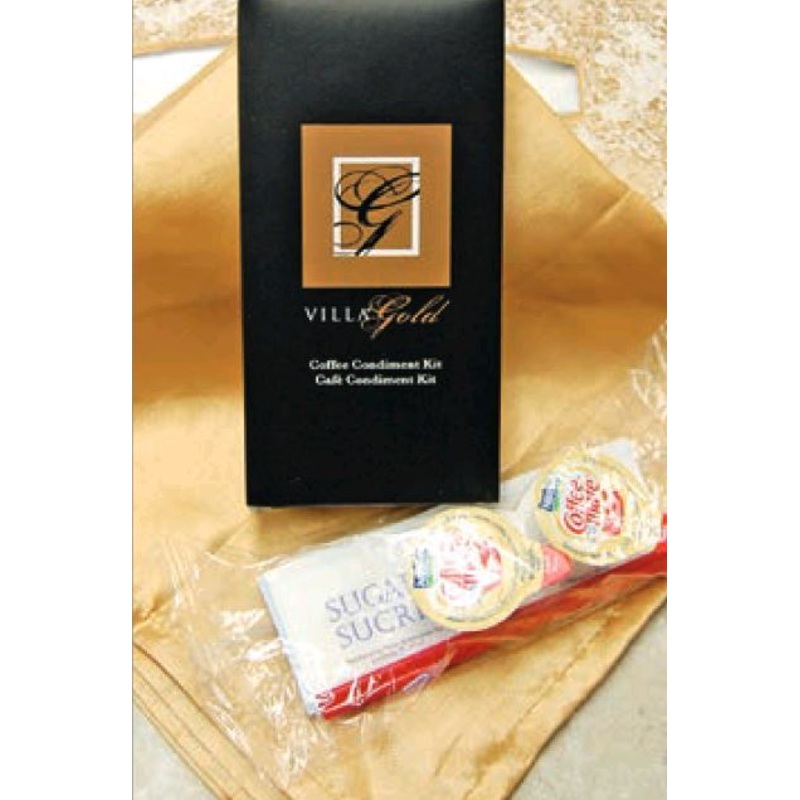 Villa Coffee Condiment Kit w/Napkin and Wood Stir (Case of 500) GL98606
