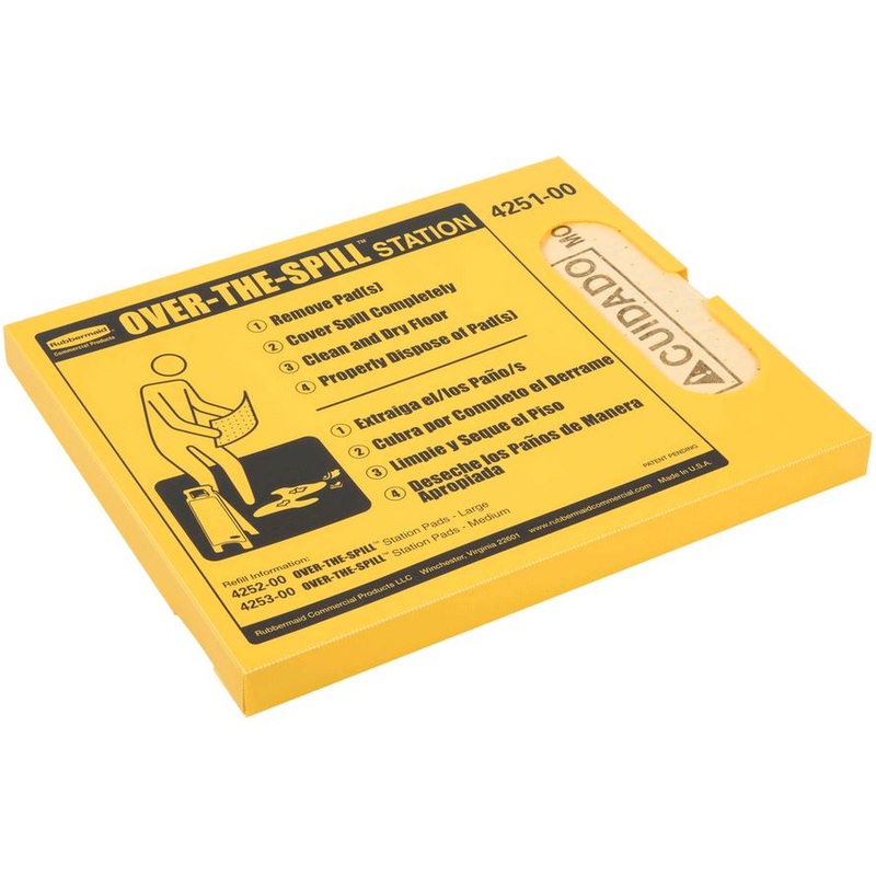 Rubbermaid Over-The-Spill Station Kit with Pad Dispenser FG425100YEL*