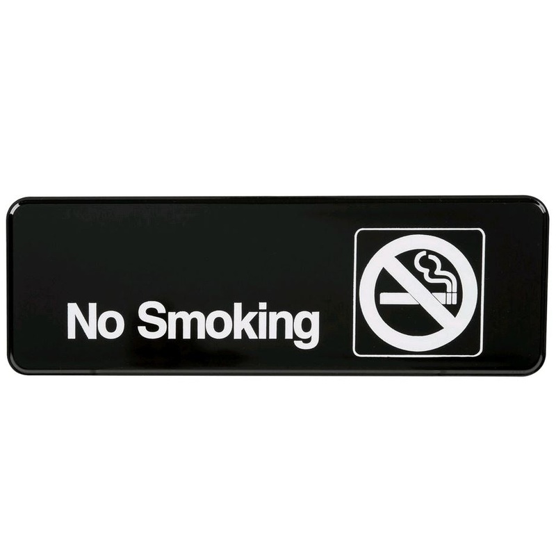 Vollrath Traex 9" x 3" No Smoking Sign Black and White 4513*