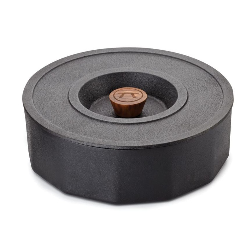 Outset Black 3 qt Cast Iron Multi Purpose Tortilla & Pancake Warmer 76496