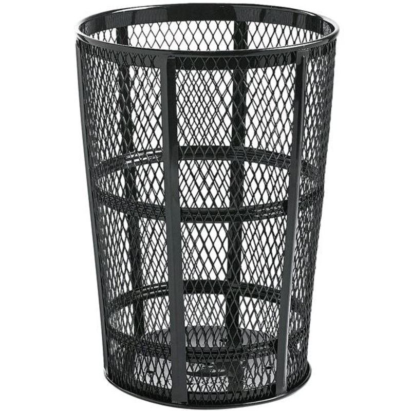 Rubbermaid FGSBR52BK 180 Qt. / 45 Gallon Black Round Steel Street Basket*