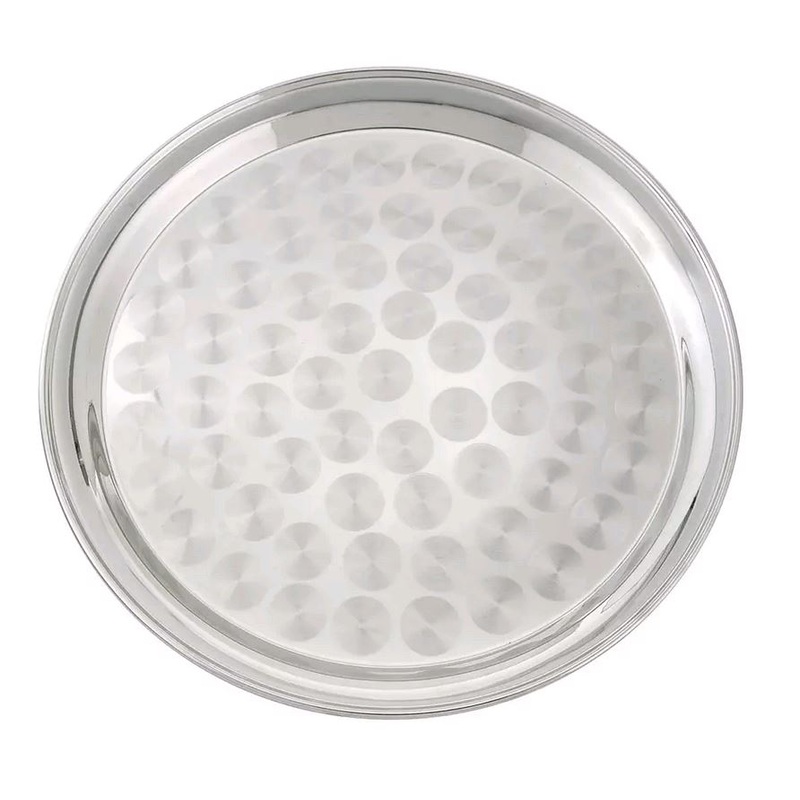 Winco 16" Stainless Steel Round Serving Tray With Swirl Pattern STRS-16