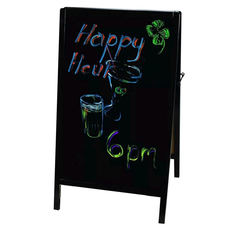 Winco Sidewalk Marker Board with Pine Frame + Markers (6) MBAF-4