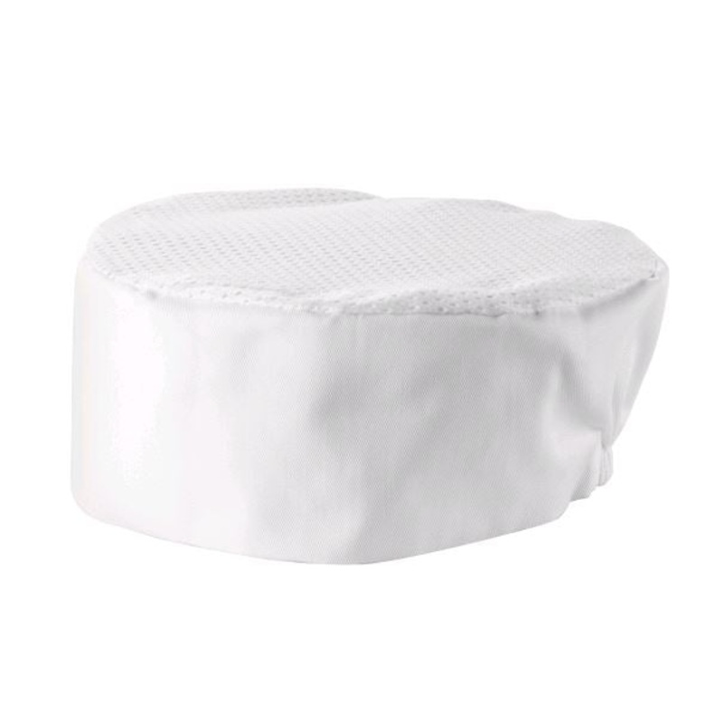 Winco XL White Mesh Pillbox Chefs Hat CHPB-3WX