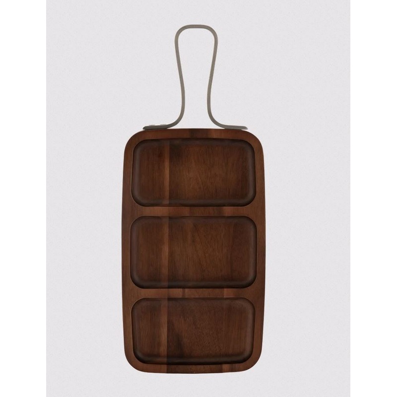 Acacia Sectioned Serving Board 12" x 7" with handle 571507
