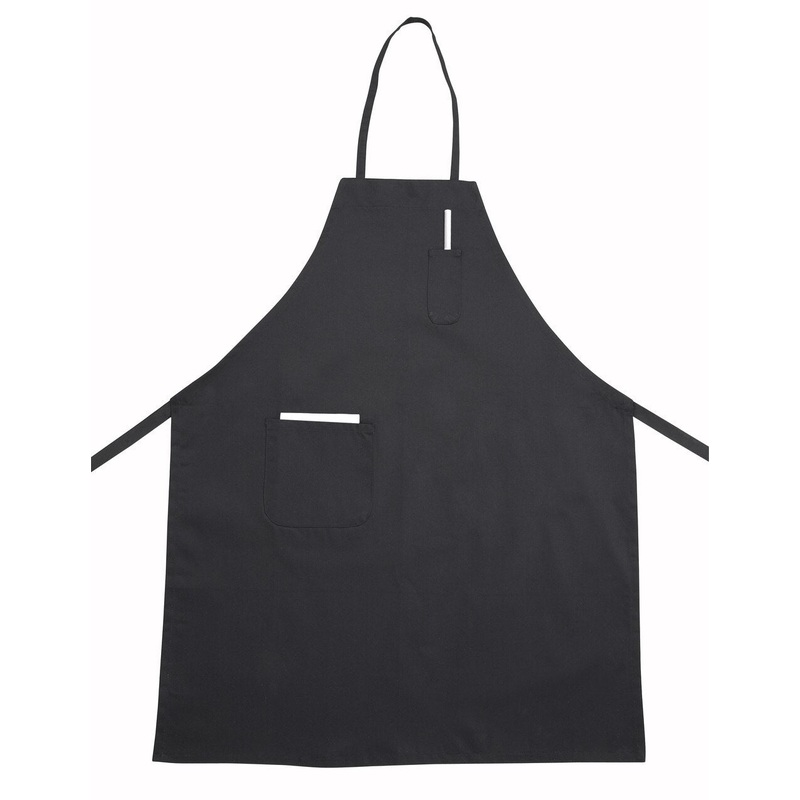 Winco Black 2 Pocket Bib Apron BA-PBK
