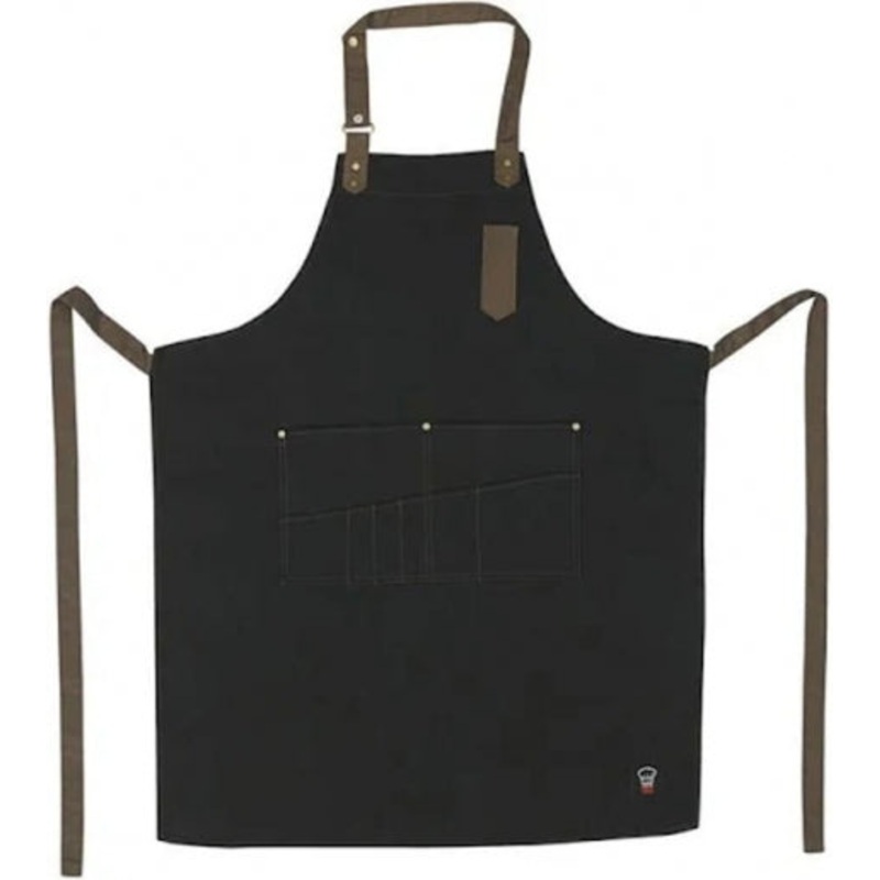 Winco Black 8 Pocket Bib Apron BA-3327K