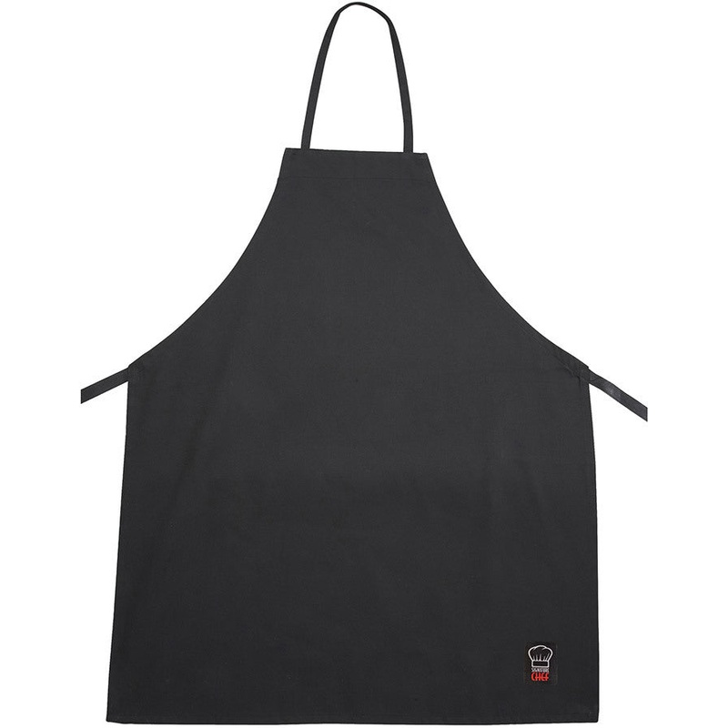 Winco Black Bib Apron without Pockets BA-3226BK