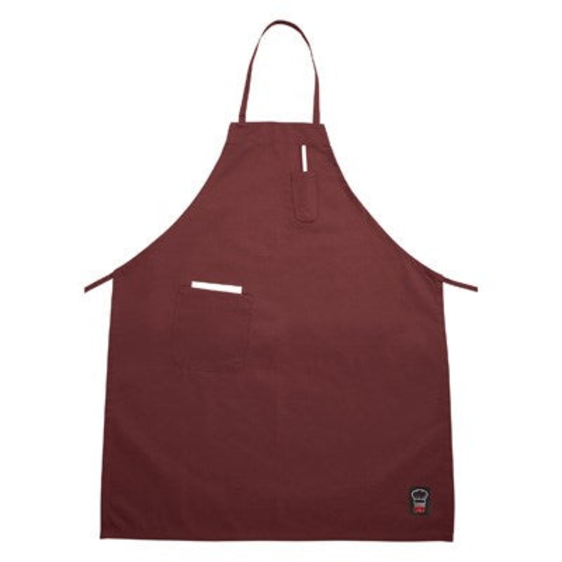 Winco Burgandy 2 Pocket Bib Apron BA-PBG