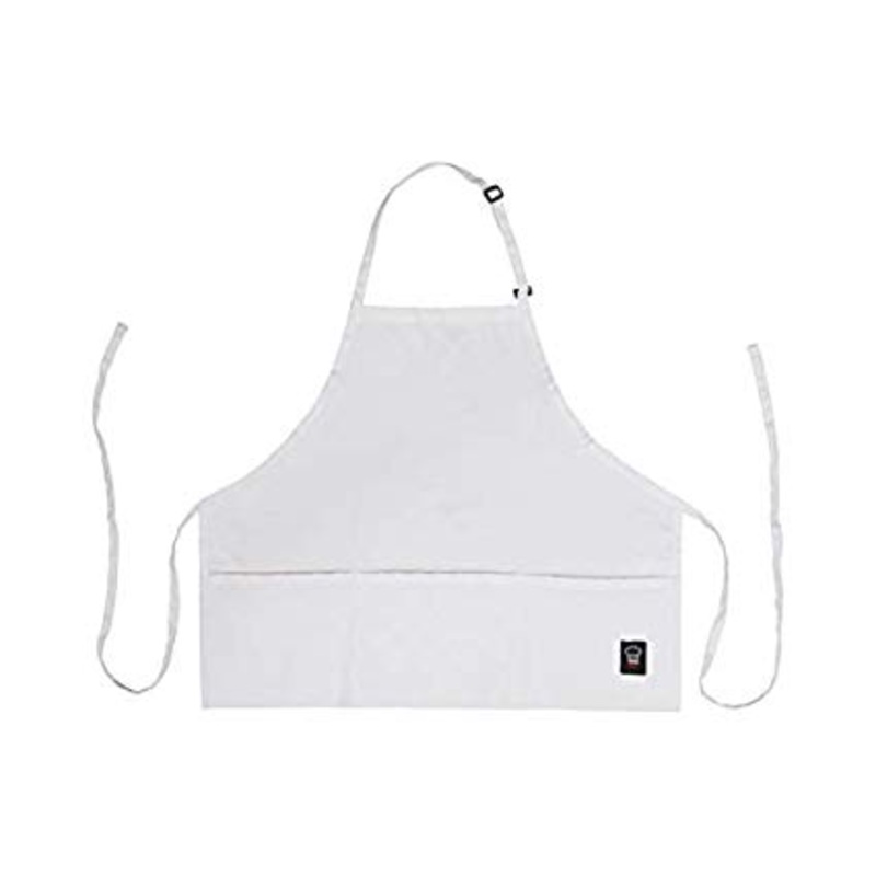 Winco White Mid Length 3 Pocket Bib Apron BA-2724W