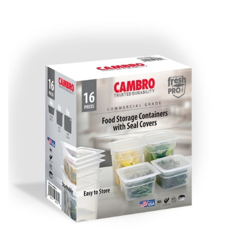 Cambro FPMINI16 - 16 pc Food Storage Containers with Lids, 16 oz & 32 oz