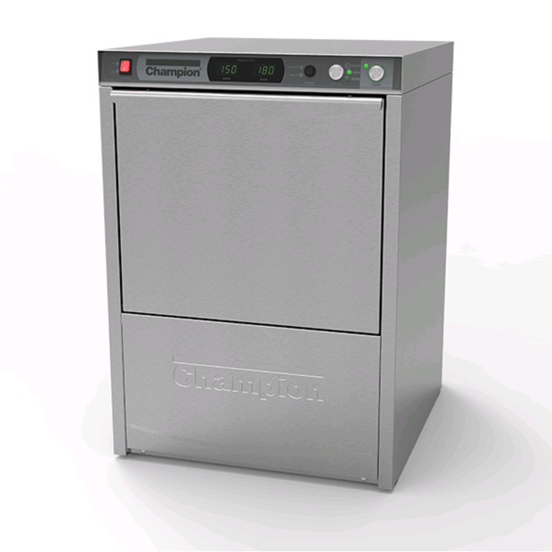 Champion Undercounter High Temperature Single Phase Dishwashing Machine with Heat recovery and built in Booster Heater UH330B