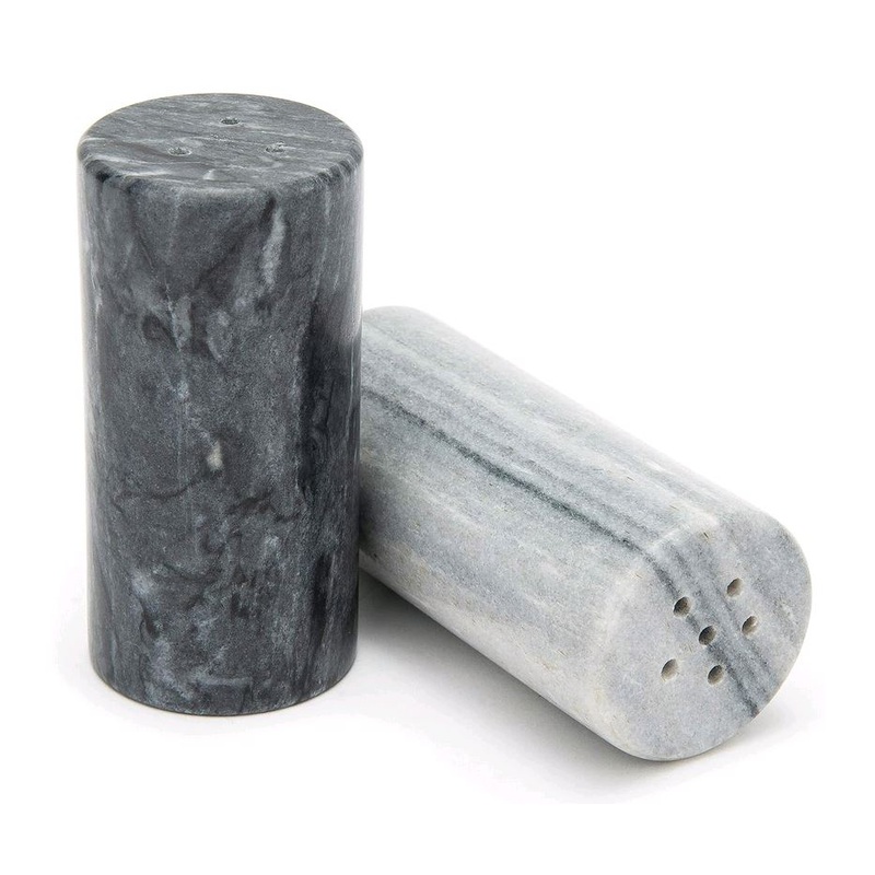 Foxrun White and Black Marble Salt and Pepper Shaker Set 48777