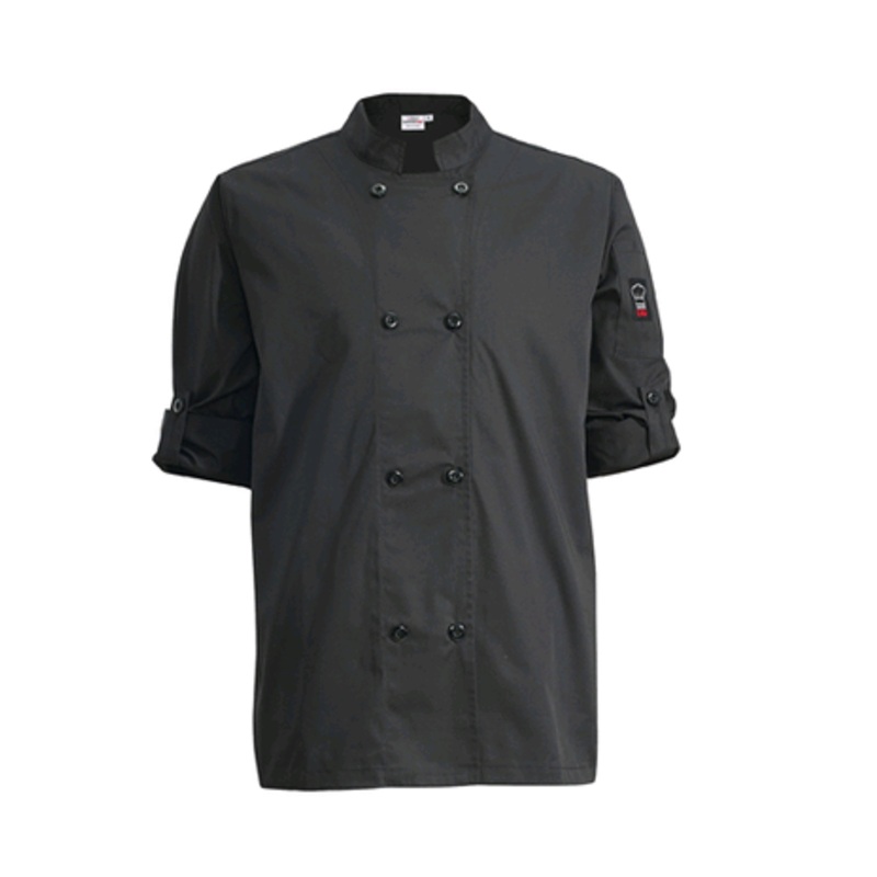 Winco Ventilated Black Medium Chef Jacket UNF-12KM
