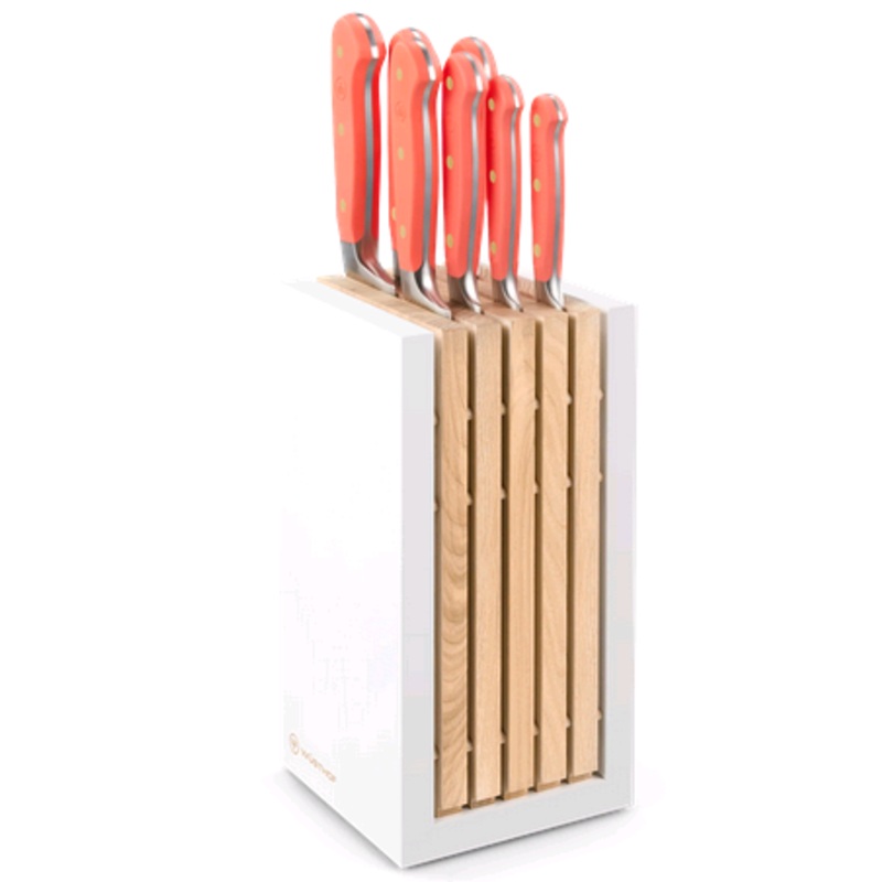 Wusthof Classic Coral Peach 8 pcs. Designer White Knife Block Set 1091770713