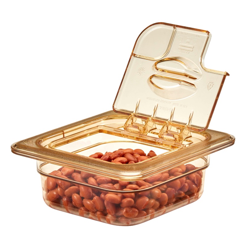 Cambro 1/6 SIZE AMBER FLIP LID W NOTCH 60HPLN150