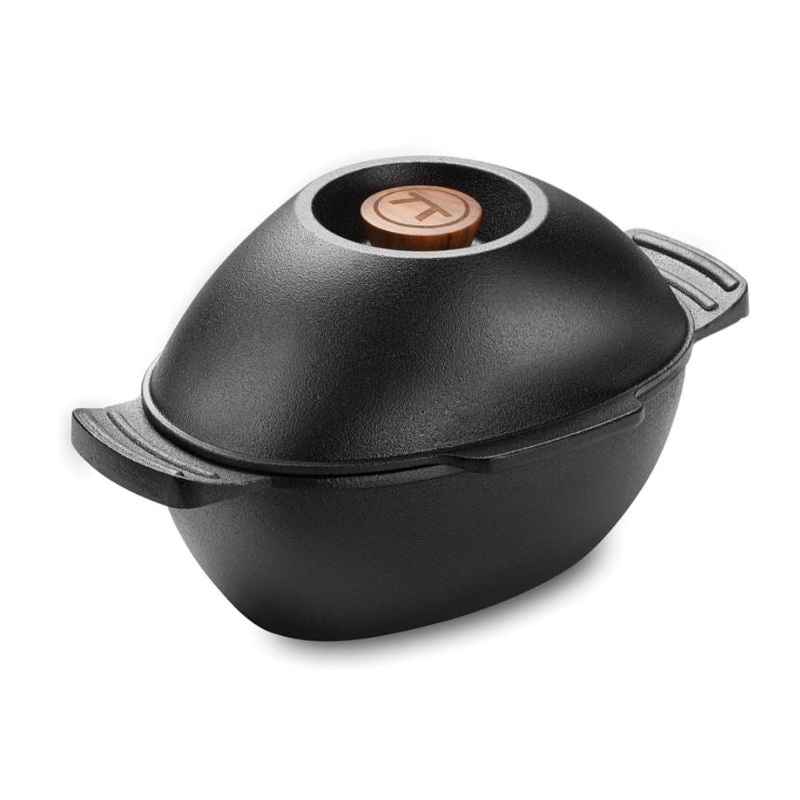 Outset 2.5qt Black Cast Iron Mussle Pot 76495