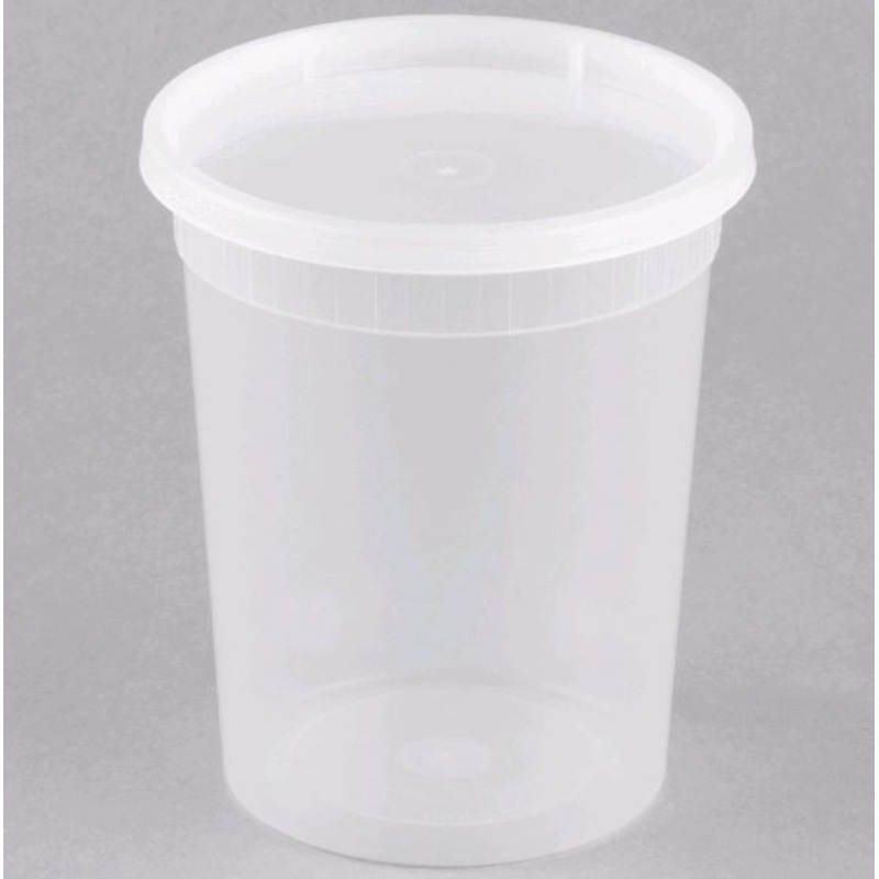 Price Group Microwavable Translucent Plastic 32oz Takeout Container with Lid - 240/Case DE132H-D