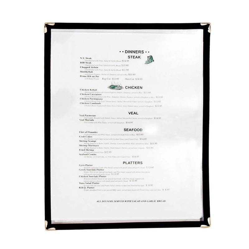 9"X12" - 1 Pocket Menu Cover - Black