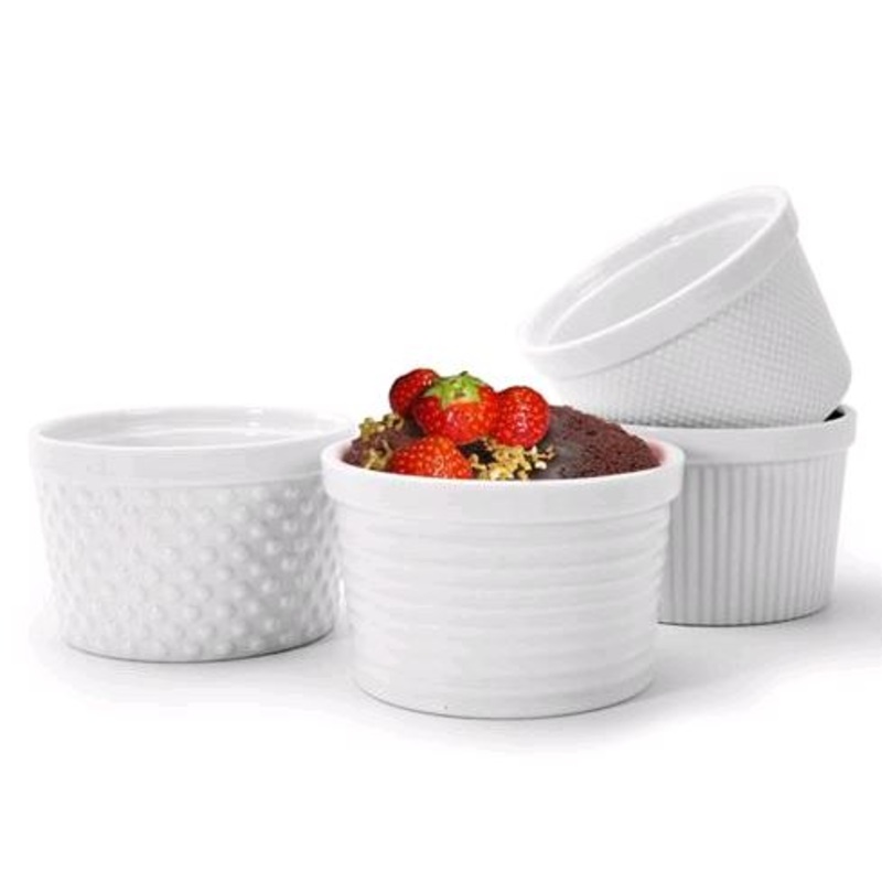 Danesco White 4" Textured 5oz Ramekins 904926GWH pack of 4