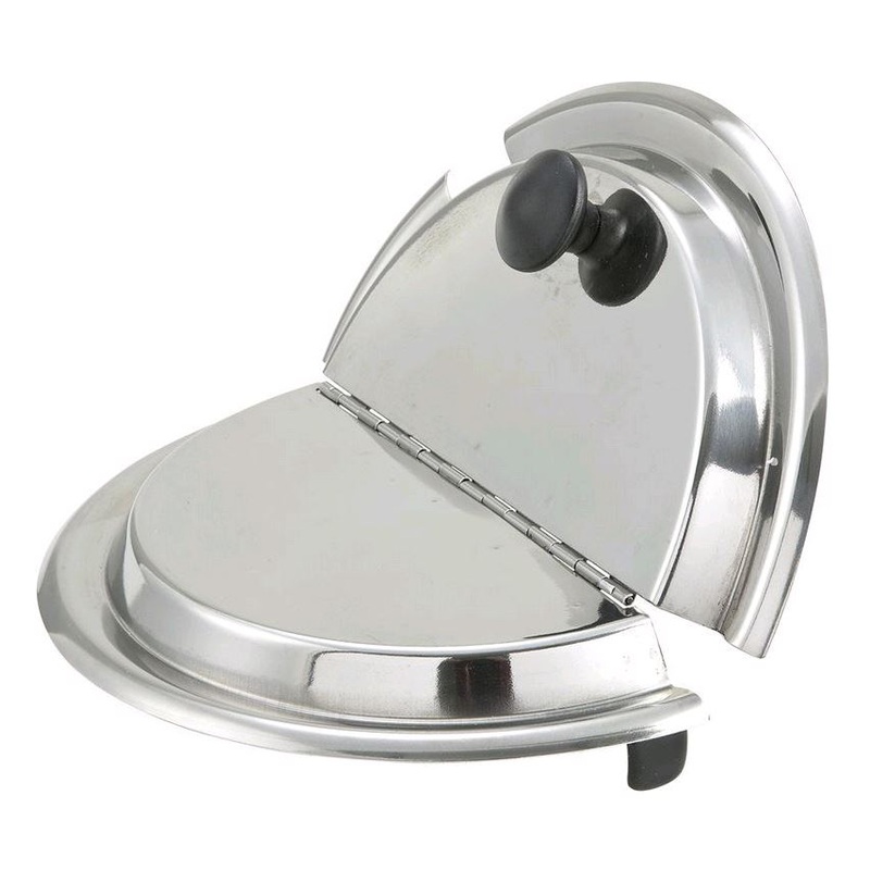 Winco 7 Qt Round Hinged Stainless Steel Food Pan Cover 5828*