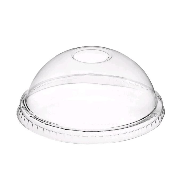 Globe Clear 12oz to 20oz PLA Lids with Hole for Clear PLA Cold Cups