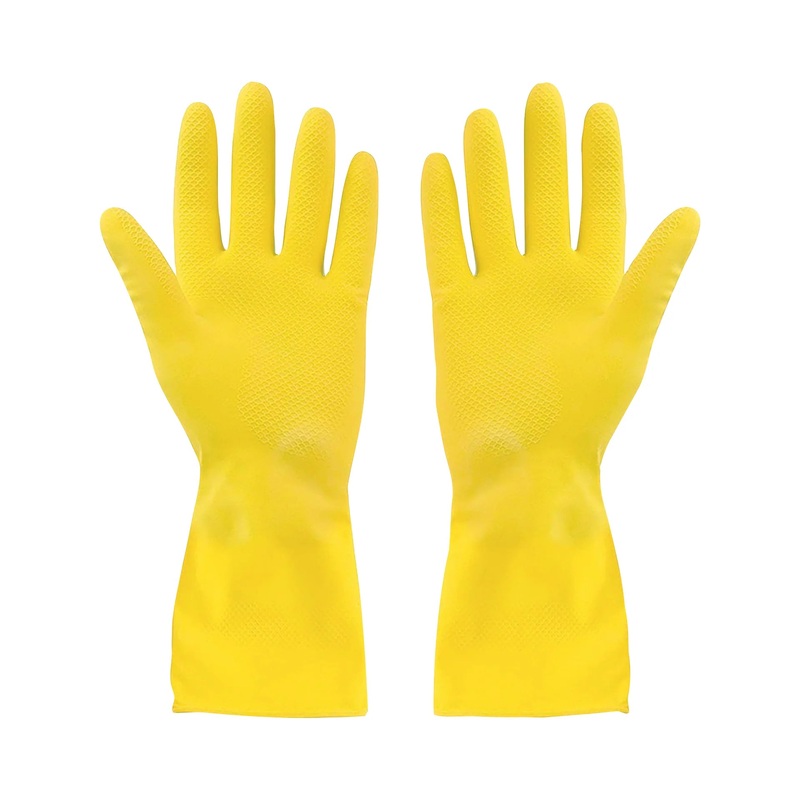 Globe Commercial Yellow Flocklined Rubber Gloves - Large / Yellow 7771