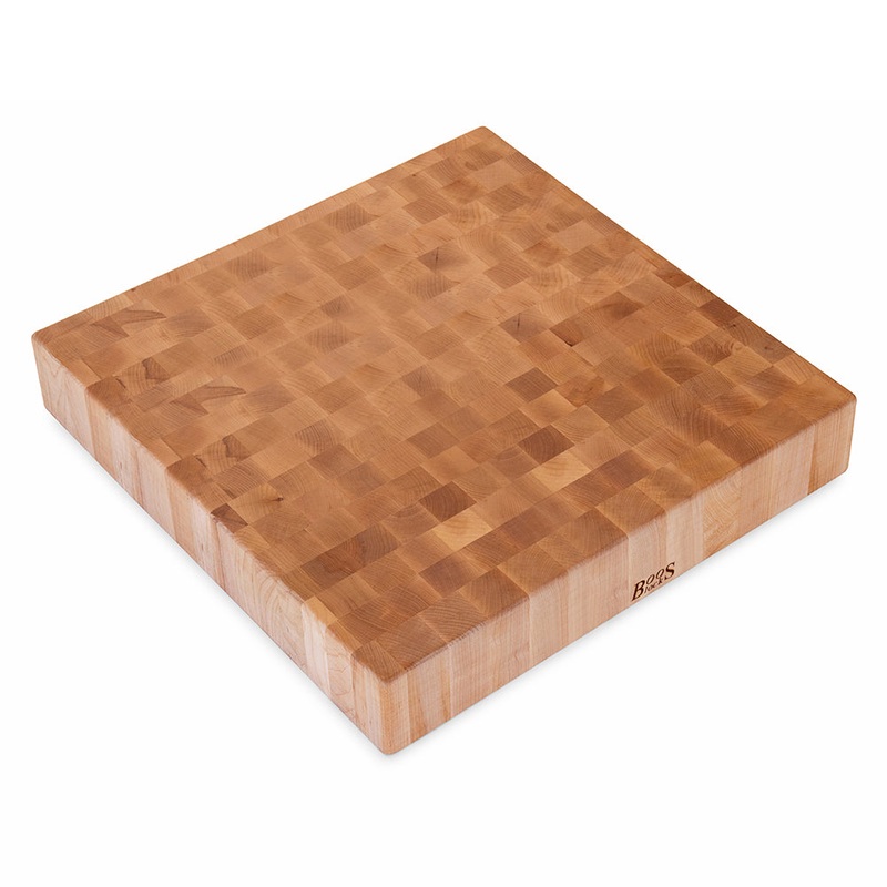 John Boos Maple Square Chopping Block, Non-Reversible, End Grain, 4" Thick (CCB Series) CCB18-S