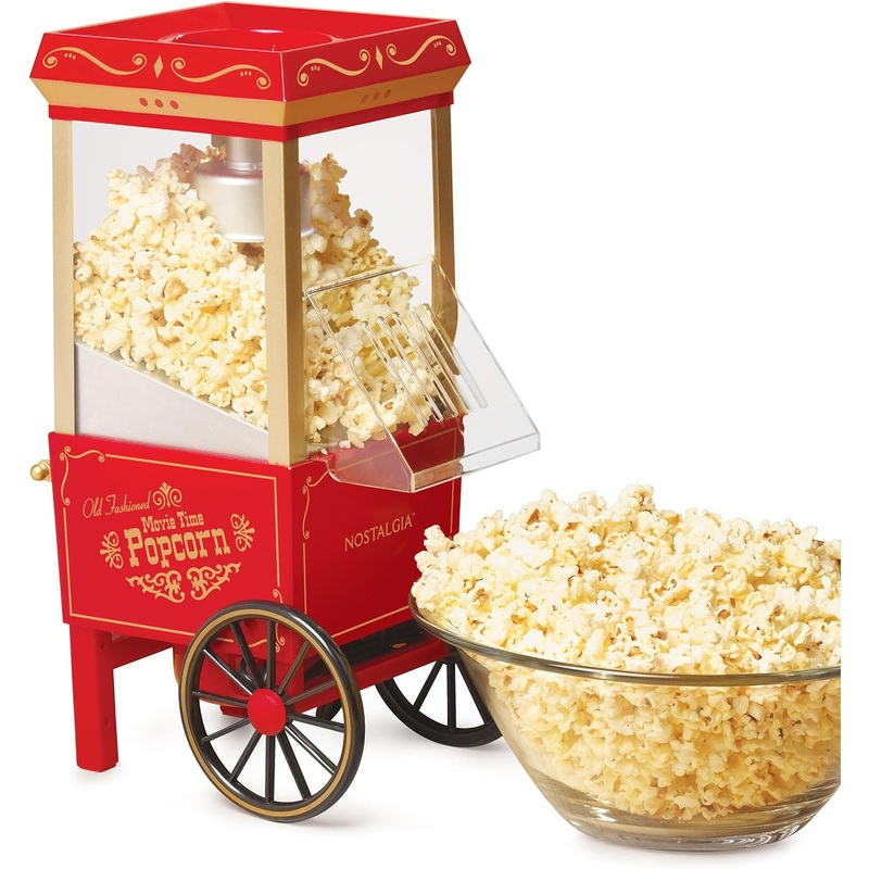 Nostalgia Popcorn Maker, 12 Cups Hot Air Popcorn Machine Vintage Movie Theater Style, Red OFP501*