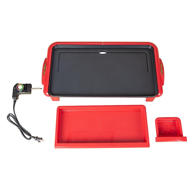Nostalgia Taco Tuesday - Nonstick Fiesta Griddle With Warmer - Red - TTFGR20RD