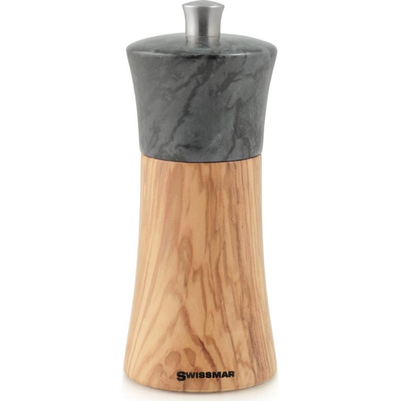 Swissmar Classic Torre 6" Olive Wood Salt Mill with Granite Top - SMS1505DG