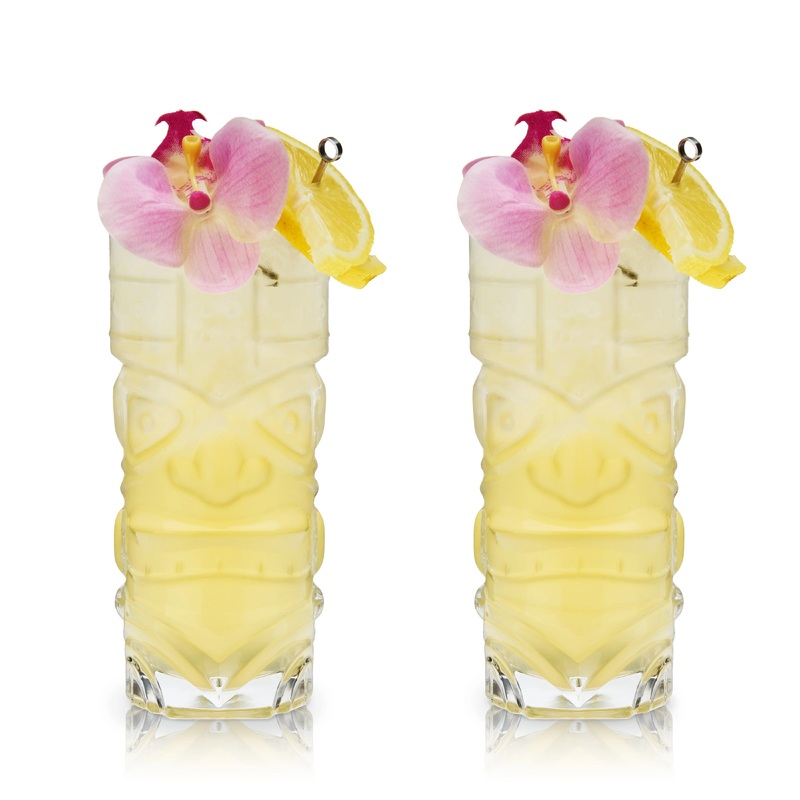 Viski 10117 Pacific Crystal Tiki Glasses Set of 2