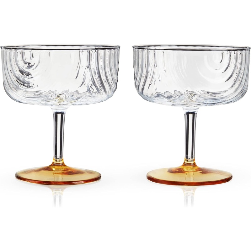 Viski 10981 Gatsby Coupes Stemmed Cocktail Glasses 8 Oz, Set of 2
