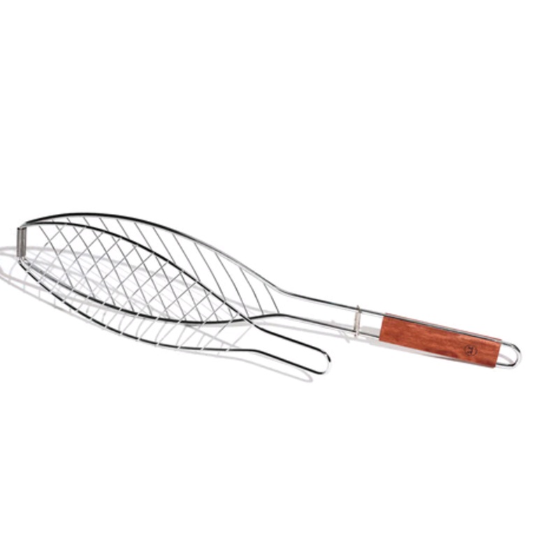 Foxrun QC70 Fish Grill Basket with Rosewood Handle