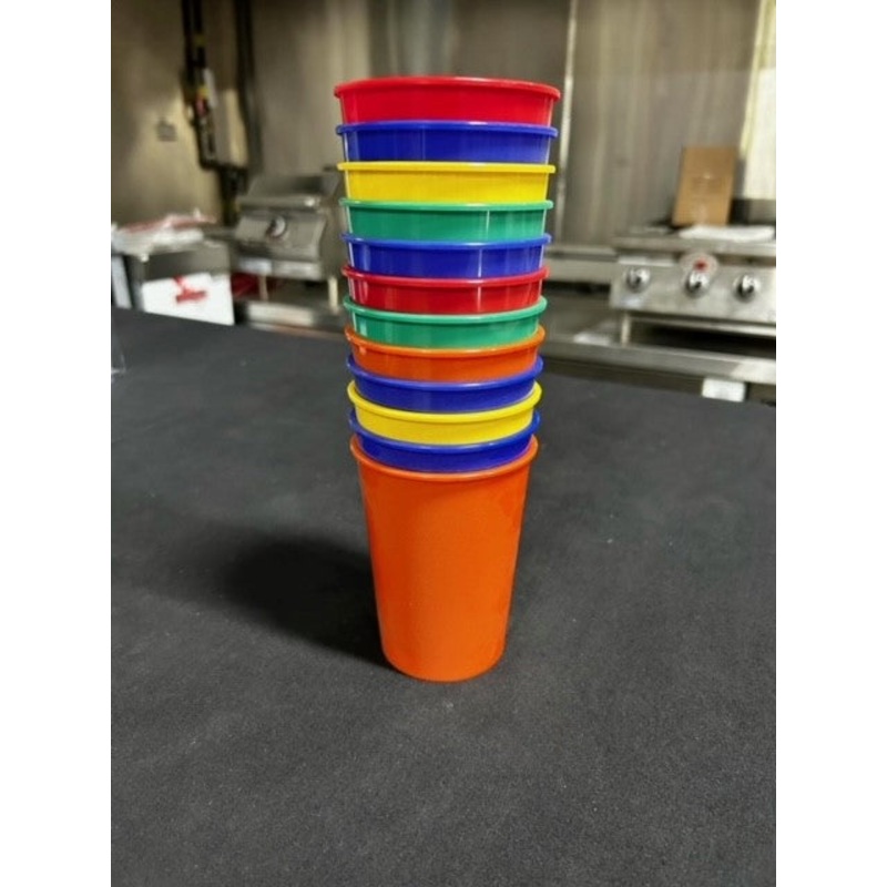 12 oz Reusable Plastic Drink Cup Kit (Blue, Red, Yellow, Green, Orange) 12pk