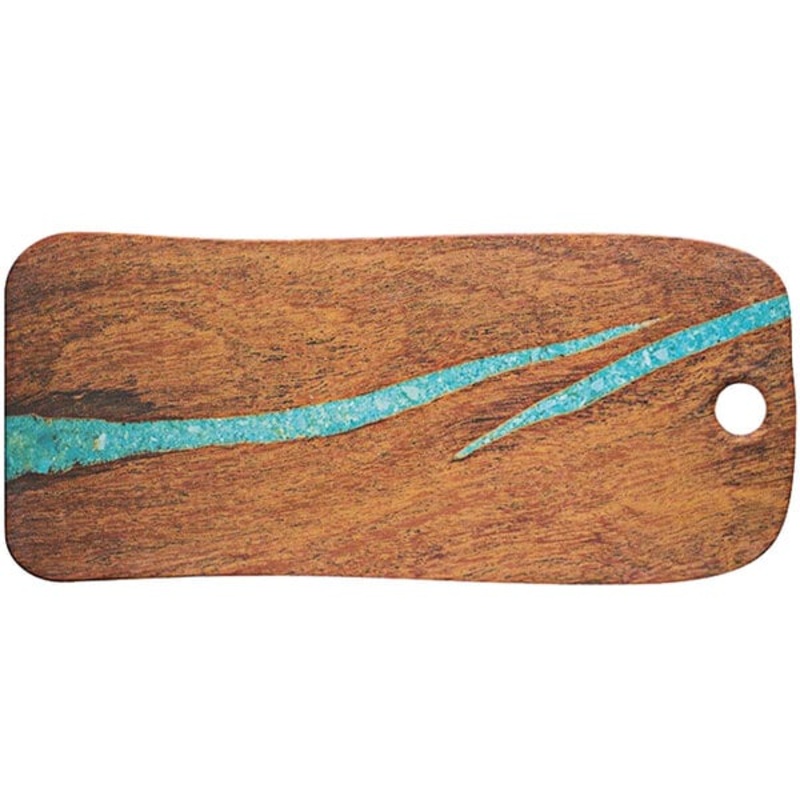 Cheforward Lapis 15" x 8 3/4" Rectangle Cherry with Turquoise Melamine Serving Board - LP204