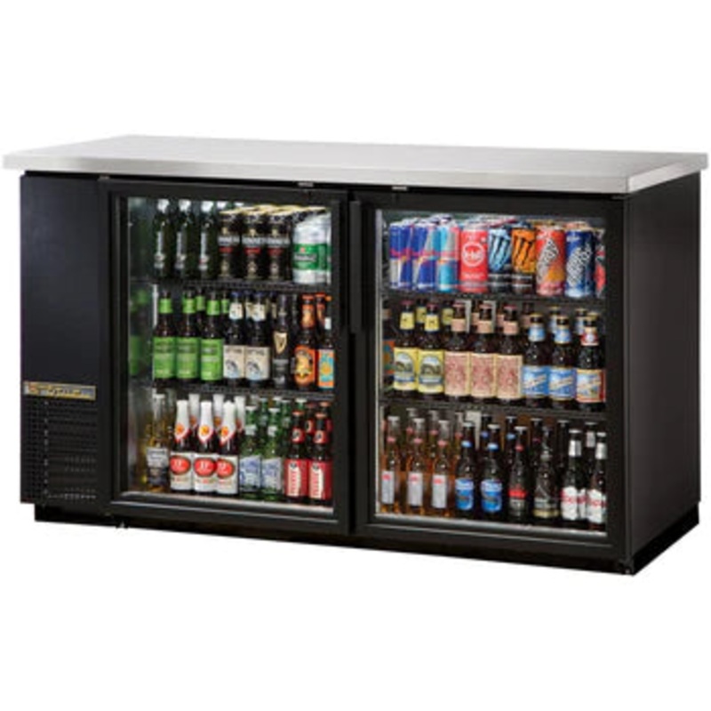 True 61" 2 Door Bar Back Cooler Glass  TBB24-60-2G-Z1-SFT-B-1