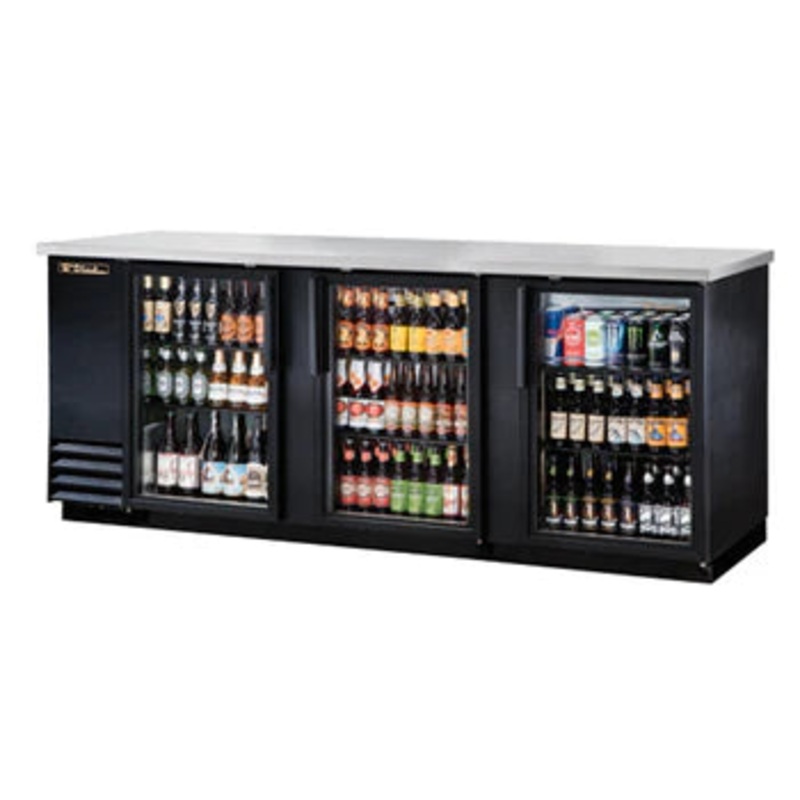 True 90" 3 Door Bar Cooler Glass TBB-4G-HC-LD