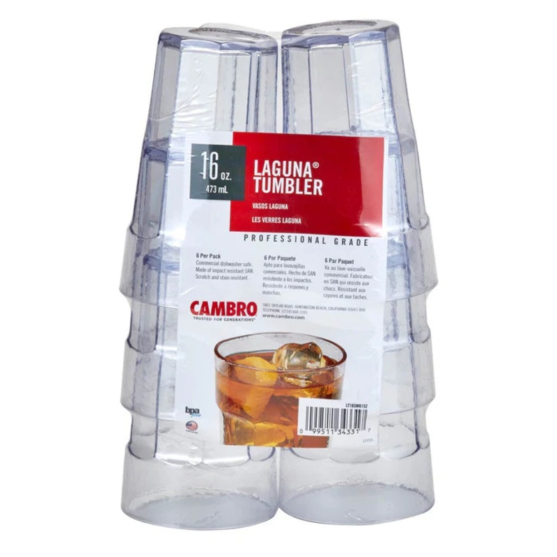 Cambro - Multi Pack Tumbler, Laguna, 16 oz. Clear (Pack of 6) LT16SW6152