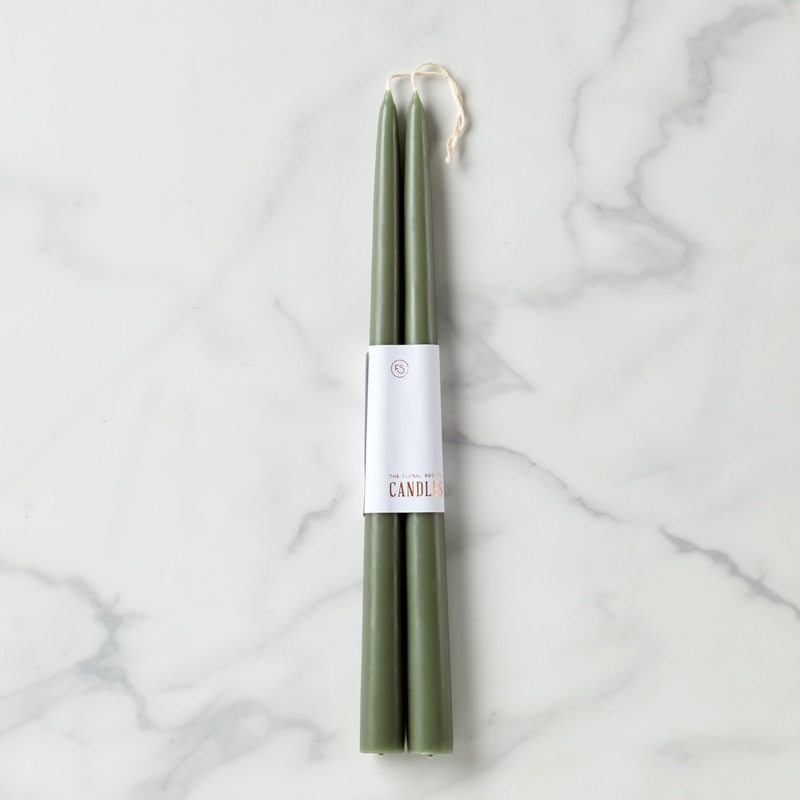 Dipped 12" Taper Candle Pair - Moss