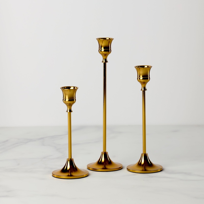 Classica 3-Piece Gold Candle Holder Set