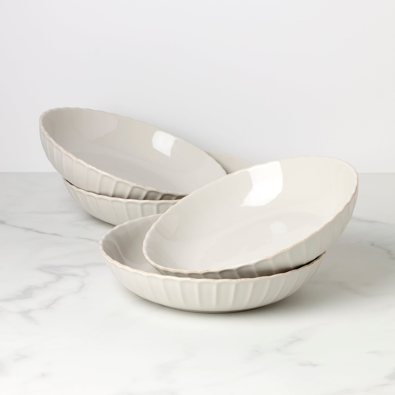 French Perle Scallop Dinner Bowls - Set of 4