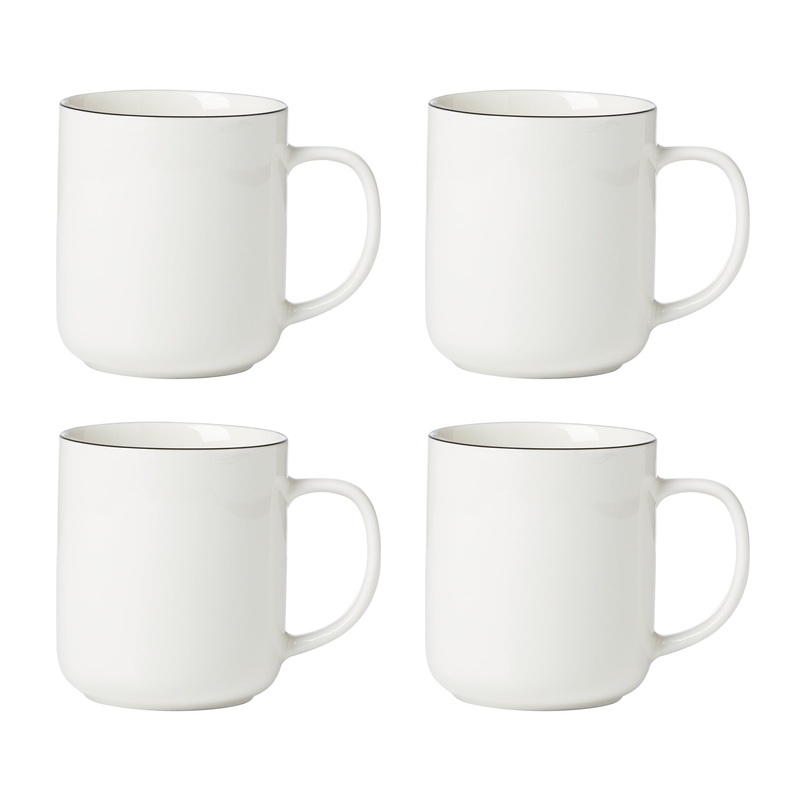 24 Seven Black Rim Mugs - Set of 4