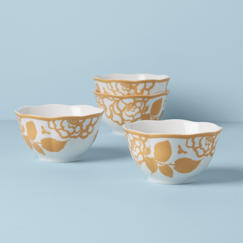 Butterfly Meadow Cottage Goldenrod Rice Bowls - Set of 4