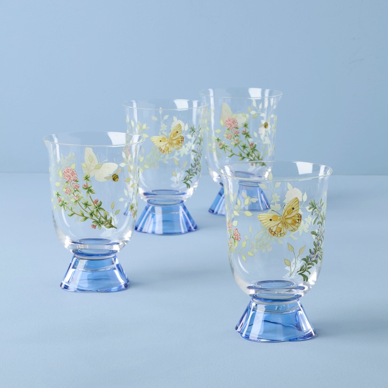 Butterfly Meadow Herbs Short Tumblers - Set Of 4