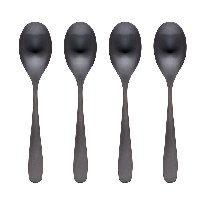 Eliana Black Satin Dinner Spoon - Set of 4